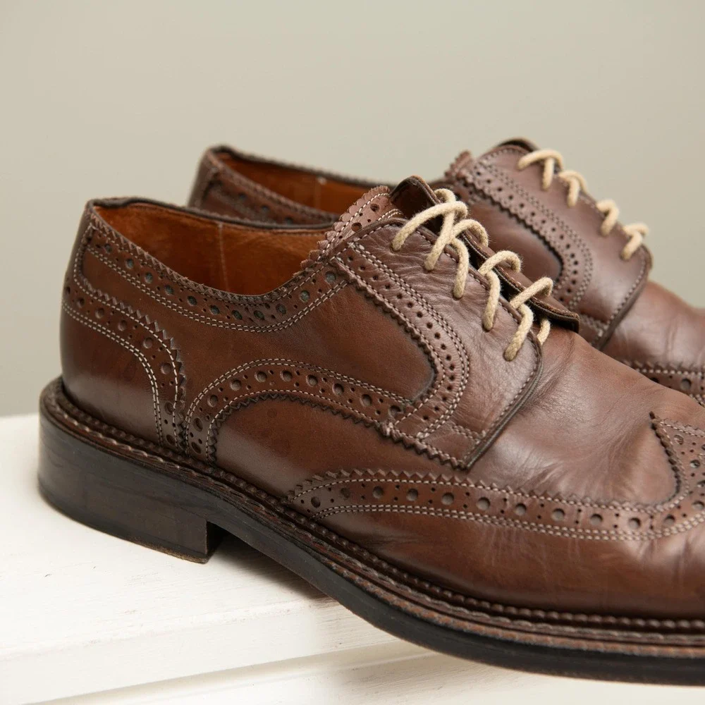 Romano Brogue Wingtip Brown Leather‎ Dress Shoes Sz 11 Italian Timeless Heritage